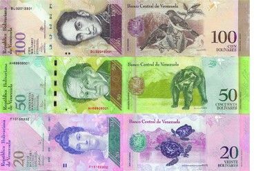 Venezuela Lot 6 billets 2, 5, 10, 20, 50 et 100 bolivares - 2007 à 2015