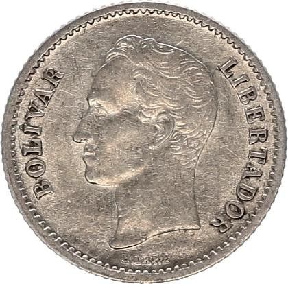 Venezuela Y.35 1/4 Bolivar, Simon Bolivar - 1954
