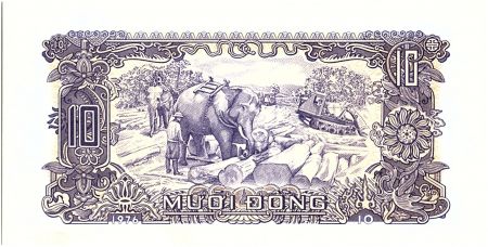 Vietnam 10 Dong,  Armoiries - Eléphants - 1976 - P.82