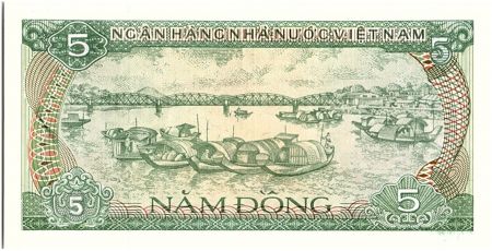 Vietnam 5 Dong, Tour d\'Hanoi - Sampans - 1985 - P.92