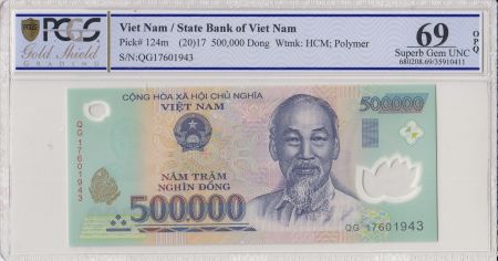 Vietnam 500000 Dong Ho Chi Minh - Maison, champs - 2017 Polymer - PCGS 69 OPQ