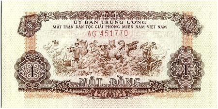 Vietnam du Sud 1 Dong,  Paysans - Ecolières - 1963 -P.R4