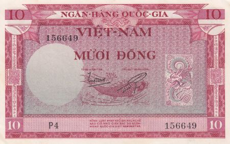 Vietnam du Sud 10 Dong 1955 - Poisson - Bateaux, mer