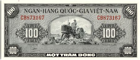 Vietnam du Sud 100 Dong, Fermier et tracteur - Paon  -1955 - P.8 a - Alp CB