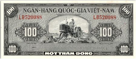 Vietnam du Sud 100 Dong, Fermier et tracteur - Paon  -1955 - P.8 a - Alp LB