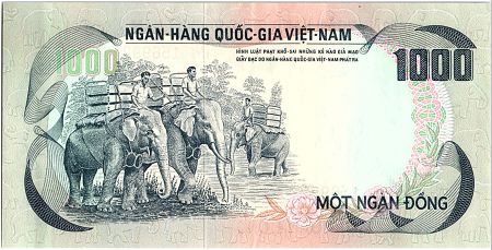 Vietnam du Sud 1000 Dong, Palais de l\'indépendance - Eléphants - 1972 - P.34