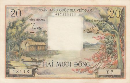 Vietnam du Sud 20 Dong Huttes - Paysans - 1956 Série Y.7