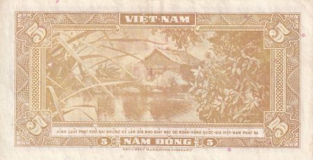 Vietnam du Sud 5 Dong - Buffle - Maison - ND (1955) - Série 10-B - P.13a