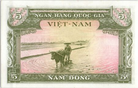 Vietnam du Sud 5 Dong , Oiseau - Buffle - 1955 - P.2 a