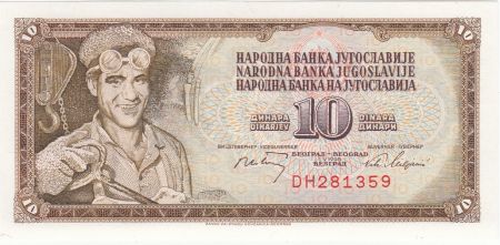 Yougoslavie 10 Dinara - Ouvrier - 1968