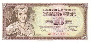 Yougoslavie 10 Dinara Ouvrier