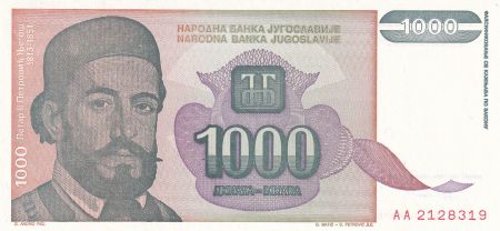 Yougoslavie 1000 Dinara - Petar II Petrovic Niegos - Monastère - 1994 - Série AA - P.140