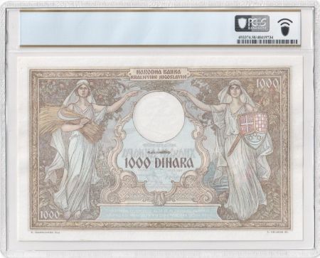 Yougoslavie 1000 Dinara 1931 - Reine Marie - PCGS AU 58