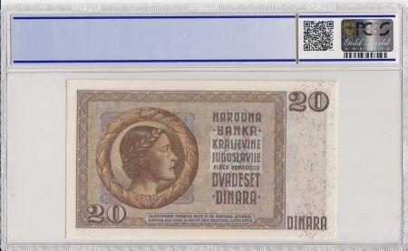 Yougoslavie 20 Dinara 1936 - Roi Peter II - PCGS 66 OPQ