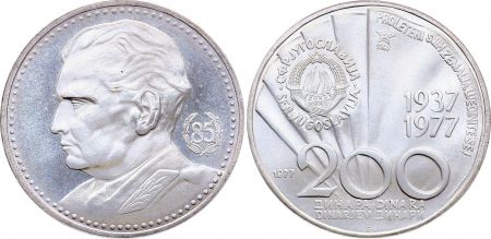Yougoslavie 200 Dinara - Tito - 85ème anniversaire de la naissance de Tito - Argent - 1977