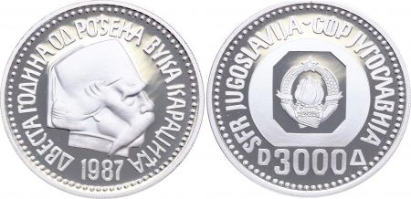 Yougoslavie 3000 Dinara - 200ème anniversaire de la naissance de Vuk Karadi- Argent - 1987 - Frappe BE