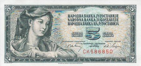 Yougoslavie 5 Dinara - Paysanne - 1968