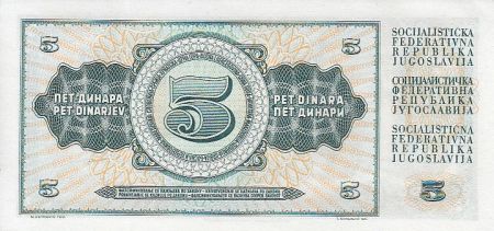 Yougoslavie 5 Dinara - Paysanne - 1968