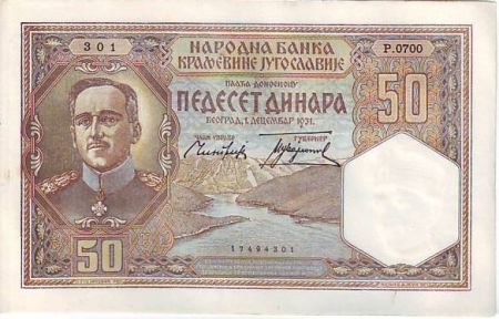Yougoslavie 50 Dinara Alexandre I - 01-12-1931