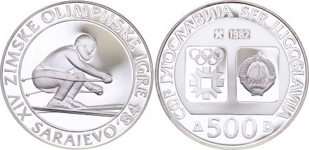 Yougoslavie 500 dinara - Jeux Olympiques de Saravejo de 1984 - Argent - 1983 - Frappe BE