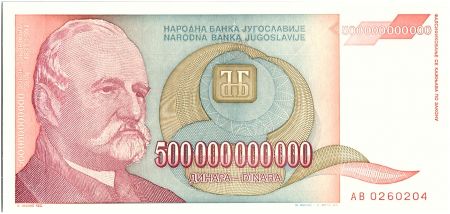 Yougoslavie 500 Milliards de Dinara - J. Zmaj poète  - 1993