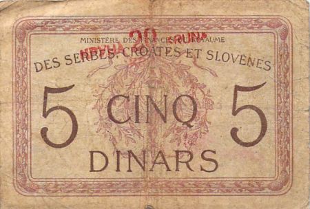 Yougoslavie YOUGOSLAVIE - 20 KRONEN SUR 5 DINARS 1919