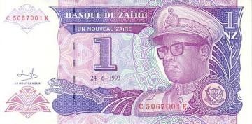 Zaïre 1 Nv Zaire Zaire, Pdt Mobutu - Banque du Zaïre - 1993