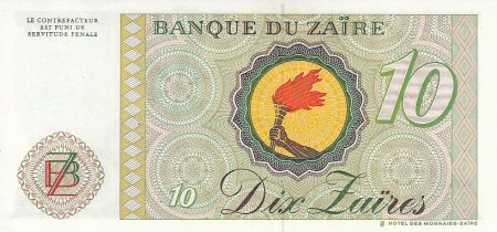 Zaïre 10 Zaires - Président Mobutu - Torche - 1985