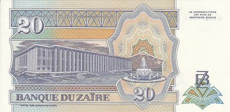 Zaïre 20 Nvx  Zaires - Président Sese Seko Mobutu - Immeuble - 1993