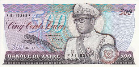 Zaïre 500 Zaires 1985 - Président Sese Seko Mobutu, pont