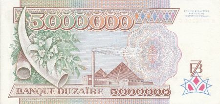Zaïre 5000000 Zaires 1992 - Président Sese Seko Mobutu, usine