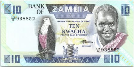 Zambie 10 Kwacha Pres K. Kaunda - Banque (1986-1988)