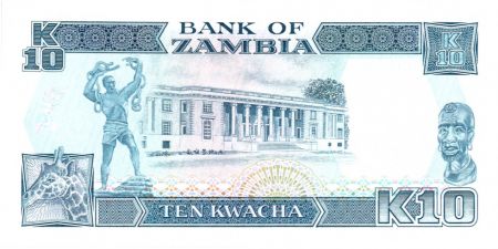 Zambie 10 Kwacha Prés. K. Kaunda - Batiment ND (1989-1991)