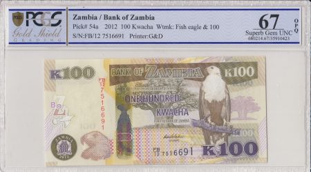 Zambie 100 Kwacha Aigle - Buffle - 2012 - PCGS 67 OPQ