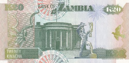 Zambie 20 Kwacha - Aigle - Batiment gouvernemental - 1992 - P.36b