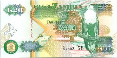 Zambie 20 Kwacha Aigle - Batiment gouvernemental 1992