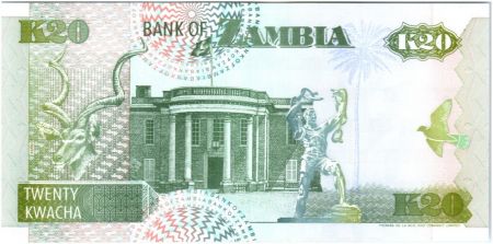 Zambie 20 Kwacha Aigle - Batiment gouvernemental 1992