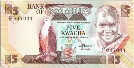 Zambie 5 Kwacha Prés. K. Kaunda - Barrage (1986-1988)