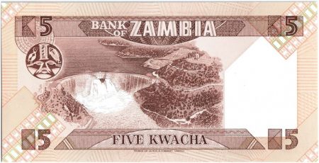 Zambie 5 Kwacha Prés. K. Kaunda - Barrage (1986-1988)