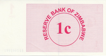 Zimbabwe 1 Cent - Chiremba - Rose - Valeur faciale - 2006