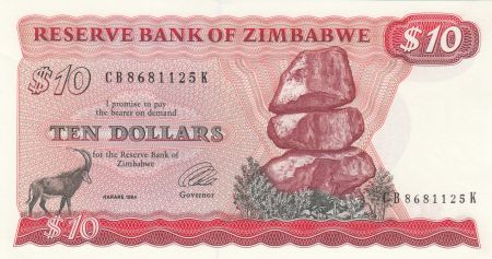 Zimbabwe 10 Dollars 1983 - Chiremba, Impala, Ville