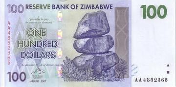 Zimbabwe 100 Dollar Ruines, champs