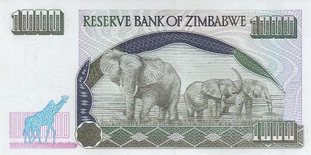 Zimbabwe 1000 Dollars - Chiremba - Éléphants - 2003