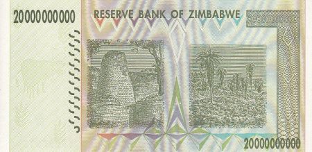 Zimbabwe 20 000 000 000 - Dollars - Chiremba - Ruines - Palmier - 2008