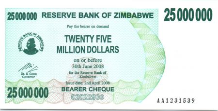 Zimbabwe 25 Million de $, Monument - 2008