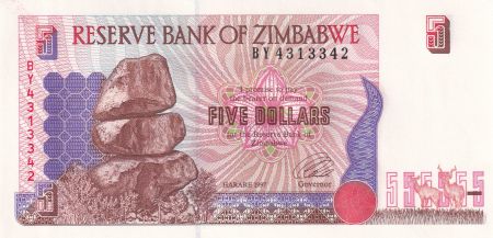 Zimbabwe 5 Dollars  - Chiremba, Paysage - 1997