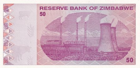 Zimbabwe 50 Dollars - Chiremba - Usine - 2009 - NEUF - P.96