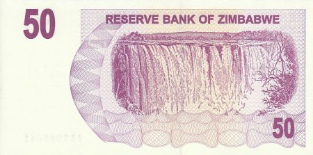 Zimbabwe 50 Dollars - Chiremba - Violet - Cascade - 2006