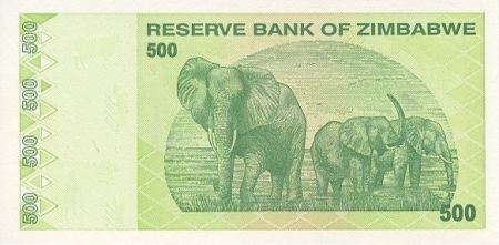 Zimbabwe 500 Dollars Chiremba - Eléphants