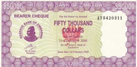 Zimbabwe 50000 Dollars - Chiremba - 2006 - Série AY - P.30